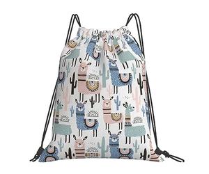Llama Alpaca Cactus Unisex Drawstring Bag Adjustable Drawstring Backpack Foldable Gym Sack For Travel Beach Hiking