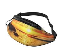 Llama Alpaca Cake Cactus Fanny Pack for Women Men Fashion Waist Pack Adjustable Belt Bag for Workout Running Travelling Casual Waist Bag, Tropical Beach Coastal Sunset, One Size