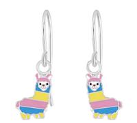 Llama Alpaca Earrings 925 Sterling Silver Colourful Dangling