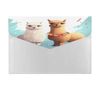Llama Alpaca File Folder with Snap&6 Pockets Reusable File Organizer Portable Document Paper Bill Receipt Organizer Plastic Envelopes for Office College Letter Size