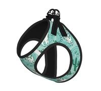 Llama Alpaca Green Print Harness Leash Set For Cat And Small Dog, Adjustable, Reflective, And Escape-Proof Vest With Soft Breathable Mesh Lining