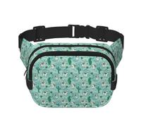 Llama Alpaca Green Print Men Women Square Double Layer Waist Bag Outdoor Hiking Running Everyday Wear