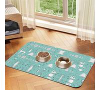 Llama Alpaca Green Print Pet Food Bowl Mat,Feeding Mat,Washable Feeding Mats For Dogs And Cats