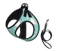 Llama Alpaca Green Print Pet Leash Vest,Breathable Mesh Pet Harness, Reflective For Small Medium Dogs Safe Easy Walking