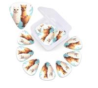 Llama Alpaca Guitar Picks 12 Pack 3 Different Thickness Celluloid Guitar Plectrums with Guitar Pick Storage Box Personalized Guitar Pick for Acoustic Guitar Picks