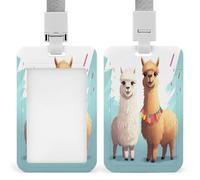 Llama Alpaca ID Badge Holder Waterproof Card Protector Push-Pull Slot Work ID Card Holder with Lanyard Personalized Detachable Card Holders for Office Corporate Use