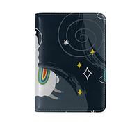 Llama Alpaca On Black Genuine Leather Travel Passport Covers, Microfiber Leather Travel Wallet Holder Case Protector for Women and Men