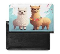Llama Alpaca Passport Holder Cover Leather Passport Wallet RFID Blocking Travel Wallet Documents Organizer Passport Protector Passport Cover for Men&Women