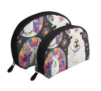 Llama Alpaca Print Small Purses 2Pcs Portable Coin Purse Makeup Bag Soft Vacation Pouch Change Holder Wallet with Zipper Portable for Shopping Travel Party Cosmetic Bag