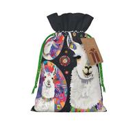 Llama Alpaca Printed Christmas Drawstring Gift Bags-Xmas Wrapping Bags,Candy Bag,For Holiday Party Decorations,Wedding Party Supplies S Green Christmas Ribbon