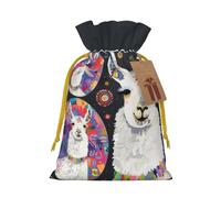 Llama Alpaca Printed Christmas Drawstring Gift Bags-Xmas Wrapping Bags,Candy Bag,For Holiday Party Decorations,Wedding Party Supplies S Yellow Christmas Ribbon