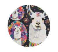 Llama Alpaca Printed Gaming Mouse Pad 1 PCS, Round Non-Slip Rubber Base Laptop Mousepad Desk Mat for Gamer, Office, Home