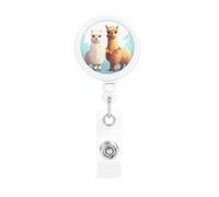 Llama Alpaca Retractable Badge Reel Heavy Duty Badge Holder with Belt Clip Retractable Lanyards ID Card Holder with Keychain Name Badge Clips for Office Nurse Employee