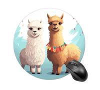 Llama Alpaca Round Mouse Pad, Non-Slip Rubber Base Waterproof Washable, Computer Mouse Mat for Office Gaming Studying, Premium-Textured Durable Portable Circle Mousepad for Desktop PC Notebook