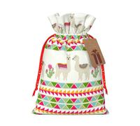 Llama And Cactus Hemp Bundle Gift Bag,Christmas Bags Holiday Wrapping Bag For Christmas Party
