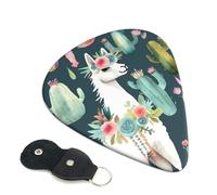 Llama Animal Alpaca Tropical Cactus Guitar Picks 6-Pack - Pick Set (0.46mm / 0.71mm / 0.96mm) Suitable For Guitar And Ukulele Playing