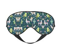 Llama Animal Alpaca Tropical Cactus Night Mask Soft Reversible Eye Cover Adjustable Strap Light Blocking Comfortable Rest