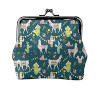 Llama animal alpaca tropical cactus print Coin Purse, Mini Change Purse for Women Small Coin Purse for Credit Card Folded Bills