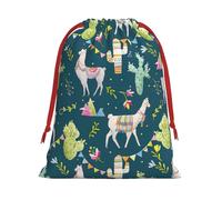 Llama Animal Alpaca Tropical Cactus Print Gift Reusable Drawstring Bag For Holiday Birthday Presents Party Seasonal Storage