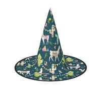 Llama Animal Alpaca Tropical Cactus Print Halloween Wide Brim Foldable Hat Suitable For Cosplay,Masquerade And Carnival-1 Piece