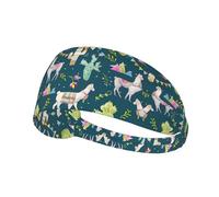 Llama animal alpaca tropical cactus Printed Running Headband Women, Foldable Adjustable Width, Non Slip for Workout Washing and Spa