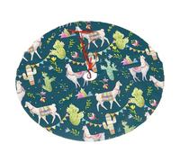 Llama Animal Alpaca Tropical Cactus Printing Christmas Tree Skirt For Halloween,Snow Christmas Decorations For Holiday Trees Ornaments