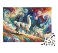 Llama Art Print, Rainbow Decor Jigsaw Puzzles Puzzles for Adults Kids. 1000 Piece Impossible Challenge Toy Educational Game Home Decoration for Educational Games Gifts 38x26cm/1000pcs