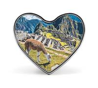Llama at Machu Picchu Custom Brooch Pin Heart Lapel Pins Tie Suit Dress Accessories for Men Women Wedding Birthday