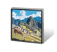 Llama at Machu Picchu Custom Lapel Pins Square Brooch Tie Suit Dress Accessories for Men Women Wedding Birthday