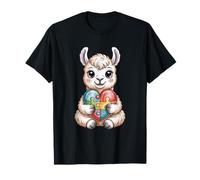 Llama Autism Awareness Puzzle Heart Neurodiversity Support T-Shirt