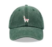 Llama Baseball Cap Vintage Washed Unisex Dad Hat Adjustable Bottle Green