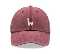 Llama Baseball Cap Vintage Washed Unisex Dad Hat Adjustable Red