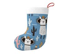 Llama Cactus Desert Plant Christmas Stocking 17.7", Festive Hanging Sock for Fireplace Mantel, Holiday Decorations