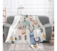Llama Cactus Fleece Throw Blanket - Microfiber Fleece Blankets For Sofa Bed Couch And Travel 60"X50"
