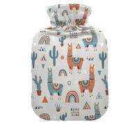 Llama Cactus Grey Hot Water Bottle with Cover for Pain Relief Bed Warmer for Cramps, 2L