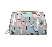 Llama Cactus Leather Hand-Held Zipper Makeup Bag Storage Bag Portable Lipstick Pouch Toiletry Bag