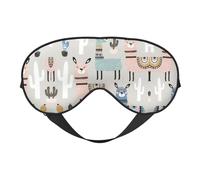 Llama Cactus Light Blocking Sleep Mask Adjustable Comfortable Soft Eye Cover Reversible Night Rest