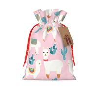 Llama Cactus Print Drawstring Gift Reusable Bags Eco-Friendly Pouches Holiday Birthday Favors Sack
