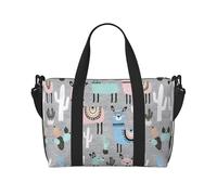 Llama Cactus Print Hand Travel Bag,Sports Gym Bag,Overnight Bag,Beach Travel Bag,Weekender Bags For Women Men, Black, One Size, Black, One Size