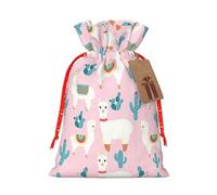 Llama Cactus Printing Practical Christmas Bag With Drawstring,4.7x6.9 Inch For Christmas Halloween