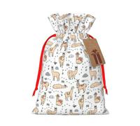 Llama Cartoon Pattern Gift Bag with Handles and tag, Holiday Decoration, for Christmas, Birthday, Wedding - (S)