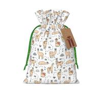 Llama Cartoon Pattern Print Christmas Drawstring Gift Bags Birthday Sacks With For Xmas Wedding Party Favors