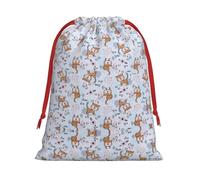 Llama Cartoon Pattern Print Drawstring Gift Bag, Xmas Wrapping Bags For Presents With Birthday Holiday Party