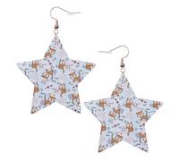Llama Cartoon Pattern Printed Leather Pierced Earring Set, 1 Pair Lightweight Bohemian Earrings Birthday Party Jewelry Gifts For Women