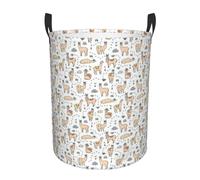 Llama Cartoon Pattern Printing Hamper Circular Style Handles For Easy Move Personalized Dirty Clothes Hamper Simple Storage