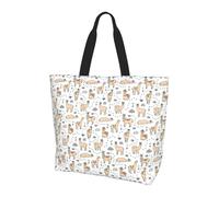Llama Cartoon Pattern Shoulder Bag,Large Capacity Reusable Grocery Shopping Bag,Women'S Ultra-Light Handbag Tote Travel