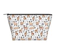 Llama Cartoon Pattern Travel Makeup Bag - Trapezoidal Portable Cosmetic Organizer Bag - Durable, Spacious, and Versatile