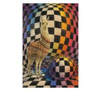 Llama Checkered Room Jigsaw Puzzle 1000 Pieces in Wood, Mind Game