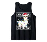 Llama Christmas Lights Ugly Sweater Funny Santa Alpaca Xmas Tank Top