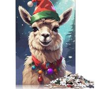 Llama Christmas Puzzles 500 Pieces Wooden Puzzles Wood Puzzle for Adults for Adults 500pcs (52x38cm)